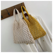Load image into Gallery viewer, Hollow out woven bag cotton lining straw bag
