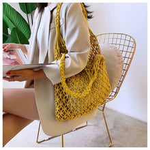 Load image into Gallery viewer, Hollow out woven bag cotton lining straw bag
