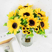 Load image into Gallery viewer, 7Branch Artificial Sunflower Bouquet Silk Fake Sunflowers
