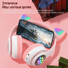 Load image into Gallery viewer, Stn28 wireless Bluetooth 5.0 cute cat claw cat ear color lamp headset
