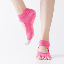 Load image into Gallery viewer, Women&#39;s Toe Socks Backless Dispensing Anti-slip Sweat Absorbing Pure Cotton Yoga Socks

