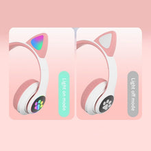 Load image into Gallery viewer, Stn28 wireless Bluetooth 5.0 cute cat claw cat ear color lamp headset
