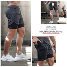Load image into Gallery viewer, Men 2 in 1 Sports Jogging Fitness Training Quick Dry Short Pants
