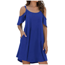 Load image into Gallery viewer, Women&#39;s Summer Dresses Casual Dress Cold Shoudler Robe Ruffle Sleeves Dresses
