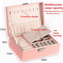 Load image into Gallery viewer, High capacity Leather Jewelry Box Necklace Earring Ring Ring storage box
