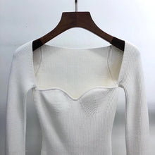 Load image into Gallery viewer, Knitted Women&#39;s Sweater Square Collar Long Sleeve Sweaters
