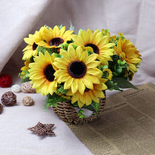 Load image into Gallery viewer, 7Branch Artificial Sunflower Bouquet Silk Fake Sunflowers
