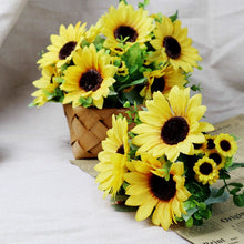 Load image into Gallery viewer, 7Branch Artificial Sunflower Bouquet Silk Fake Sunflowers
