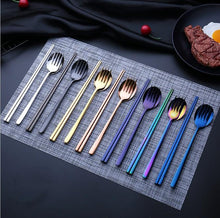Load image into Gallery viewer, Stainless steel cutlery set fork knife chopsticks set travel cutlery
