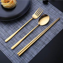 Load image into Gallery viewer, Stainless steel cutlery set fork knife chopsticks set travel cutlery
