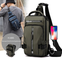 Load image into Gallery viewer, Multi-function messenger bag with USB charging port
