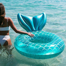 Load image into Gallery viewer, Rooxin mermaid inflatable swimming ring with backrest

