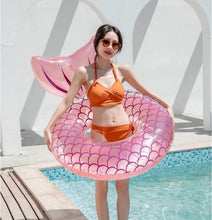 Load image into Gallery viewer, Rooxin mermaid inflatable swimming ring with backrest
