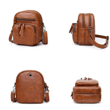 Load image into Gallery viewer, Three-layer Pocket Shoulder Bag Retro Washed Pu Leather Crossbody Bag
