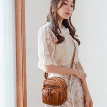 Load image into Gallery viewer, Three-layer Pocket Shoulder Bag Retro Washed Pu Leather Crossbody Bag
