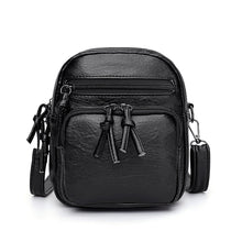Load image into Gallery viewer, Three-layer Pocket Shoulder Bag Retro Washed Pu Leather Crossbody Bag
