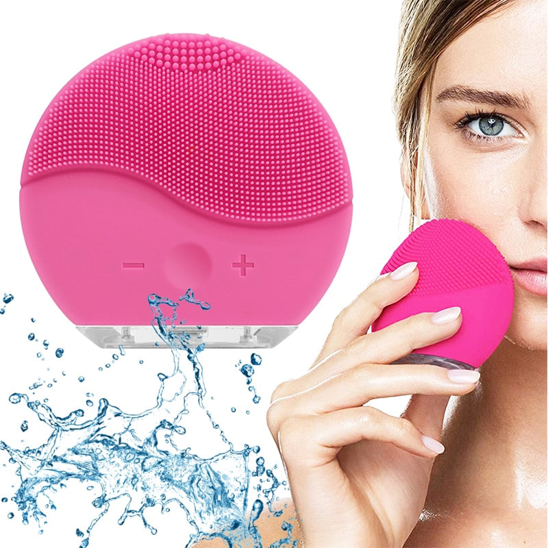 Electric Face Brush Vibration Massager Facial Silicone Cleansing Brush