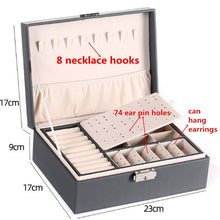 Load image into Gallery viewer, High capacity Leather Jewelry Box Necklace Earring Ring Ring storage box
