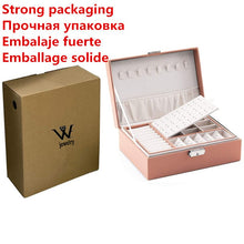 Load image into Gallery viewer, High capacity Leather Jewelry Box Necklace Earring Ring Ring storage box
