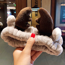 Load image into Gallery viewer, Shampoo hairpin with soft warm coral velvet bow animal ears
