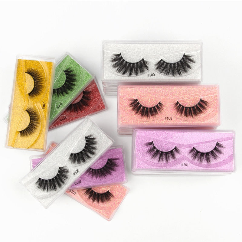 10 Pairs 3-D mink eyelashes with messy natural false eyelashes