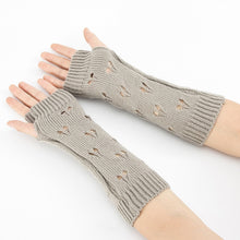 Load image into Gallery viewer, Women Arm Crochet Knitting Hollow Heart Mitten Warm Fingerless Gloves
