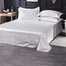 Load image into Gallery viewer, luxury satin silk flat bed sheet set single queen size king size bedspread cover
