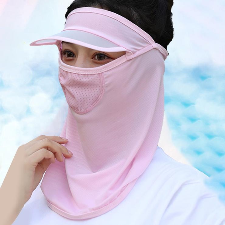Women Wide Brim Breathable Icy Full Face Covering UV Protection Face Covering