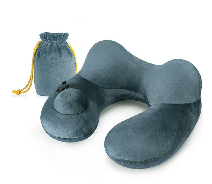 Inflatable Travel Pillow with Drawstring Bag